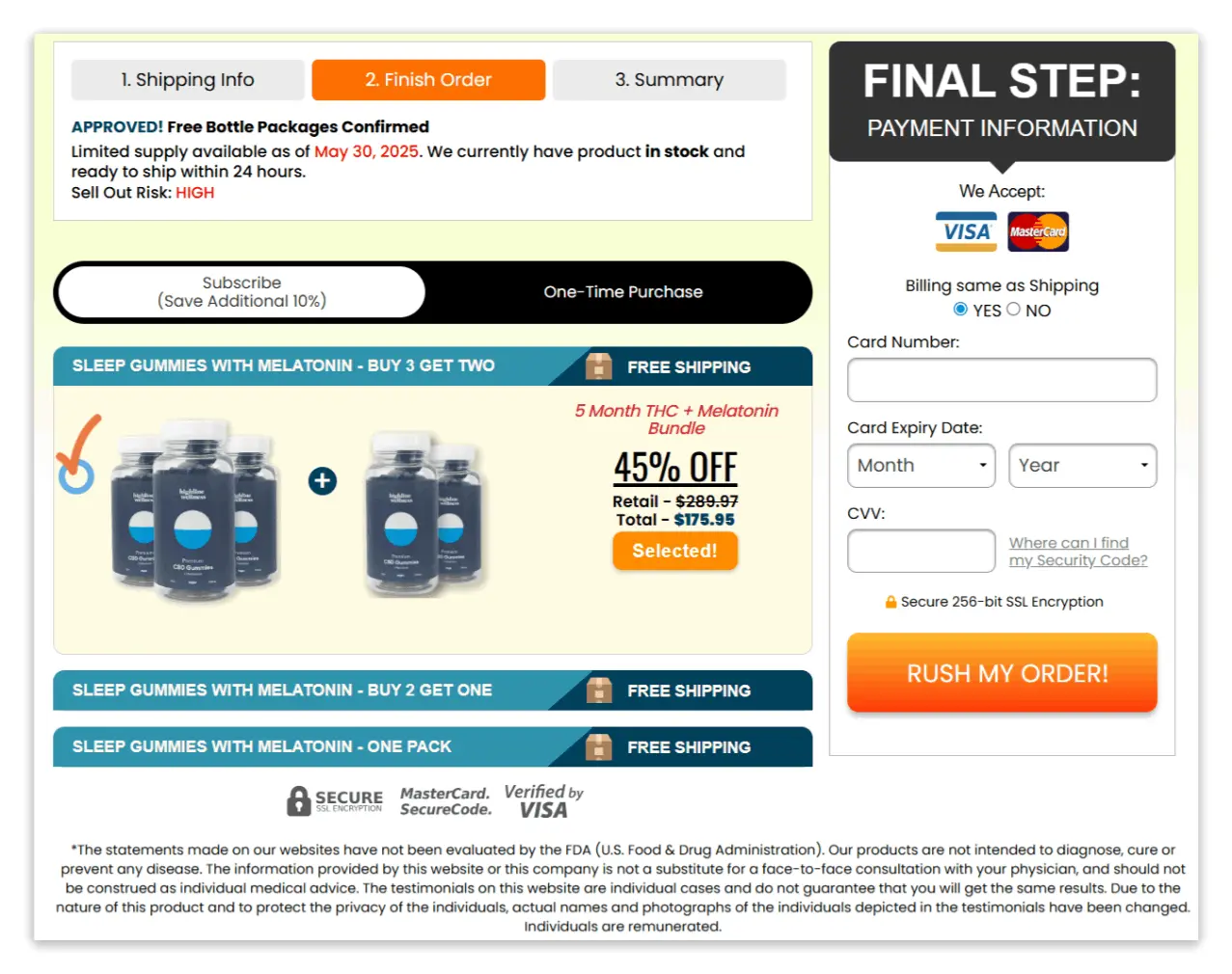 Highline Wellness secure Checkout Page